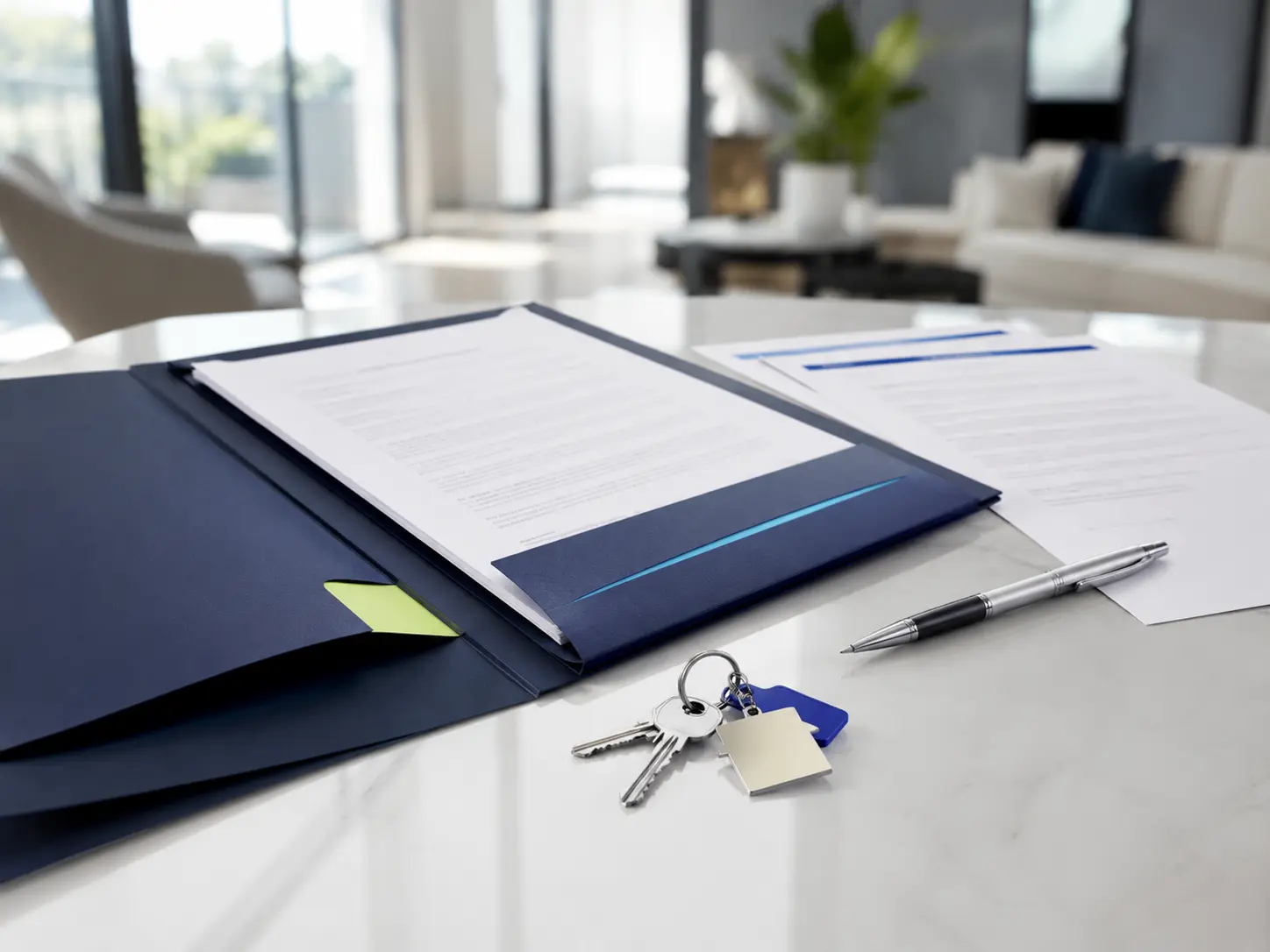 Documentación y llaves que representan el cierre de una operación inmobiliaria